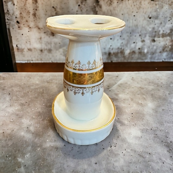 Porcelain Toothbrush Holder Regal Gold Andre Richard Made in Japan Vintage - Picture 1 of 15